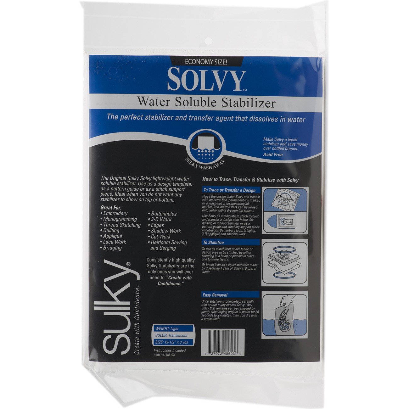 Sulky 19 1/2-inch x 3 yd Solvy Water Soluble Stabilizer