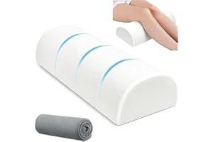 urnexttour Large Knee Pillow for Side Sleepers Memory Foam Leg Pillows for Sleeping Yoga Bed Half Moon Bolster Pillow for Neck Pain Relief with 2 Pillowcases 23.6"x8.7"x5"(White+Grey, Extended Size)