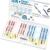 TICONN 100 Pcs Solder Seal Wire Connectors, Heat Shrink Butt Splice | Waterproof &amp; Insulated, No Crimping Tool Required, Weatherproof Solder Connectors for Automotive, RV and Home Electrical