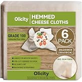 Olicity Cheese Cloths, 6Pack, 20x20Inch Hemmed Cheese Cloth Fabric Reusable | 100% Cotton Unbleached Precut Fine Mesh Cloth G