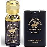 Beverly Hills Polo Club BHPC Men's Classic Eau De Toilette Fragrance Set - 1.7oz EDT + Portable Pocket Spray - Long Lasting Everyday Scent for Him