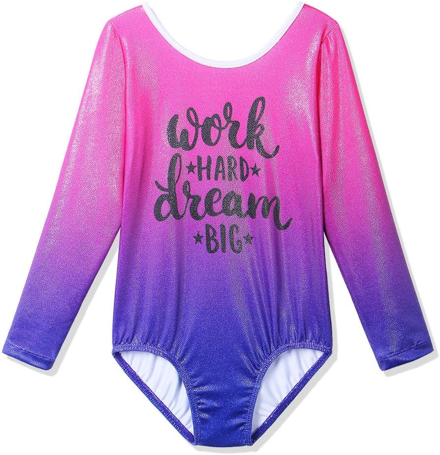 ZNYUNE Gymnastics Leotards for Girls Sleeveless/Long Sleeve Gradient Dance Gymnastics Leotard 3-14 Years