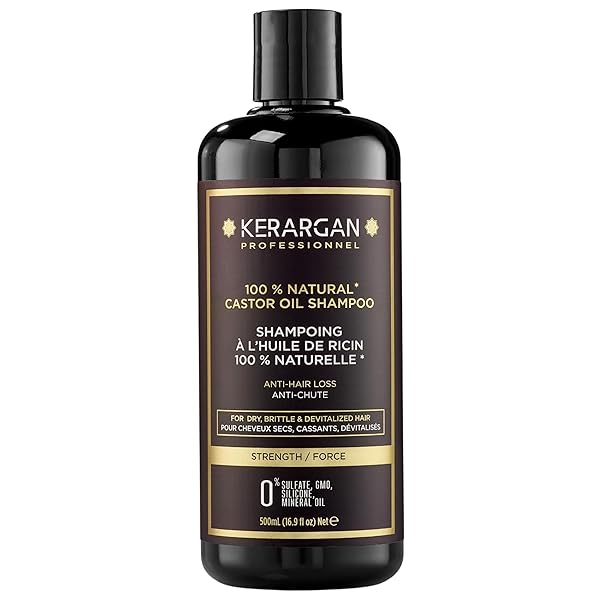 KERARGAN – ANTI-HAIR LOSS SHAMPOO WITH CASTOR OIL – STRENGTHENS & PROMOTES GROWTH – DRY & BRITTLE HAIR – ENRICHED WITH KERATIN, ARGAN OIL, ALOE VERA – SULFATE, GMO & SILICONE-FREE – 16.9 FL OZ
