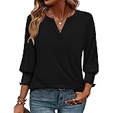 WIHOLL 3/4 Length Sleeve Womens Tops Summer Shirts Blouses for Women Dressy Casual Trendy Fall S-3XL