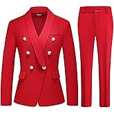 Lamgool Womens Suits 2 Piece Set Shawl Lapel Jacket and Pants Business Casual Outfits