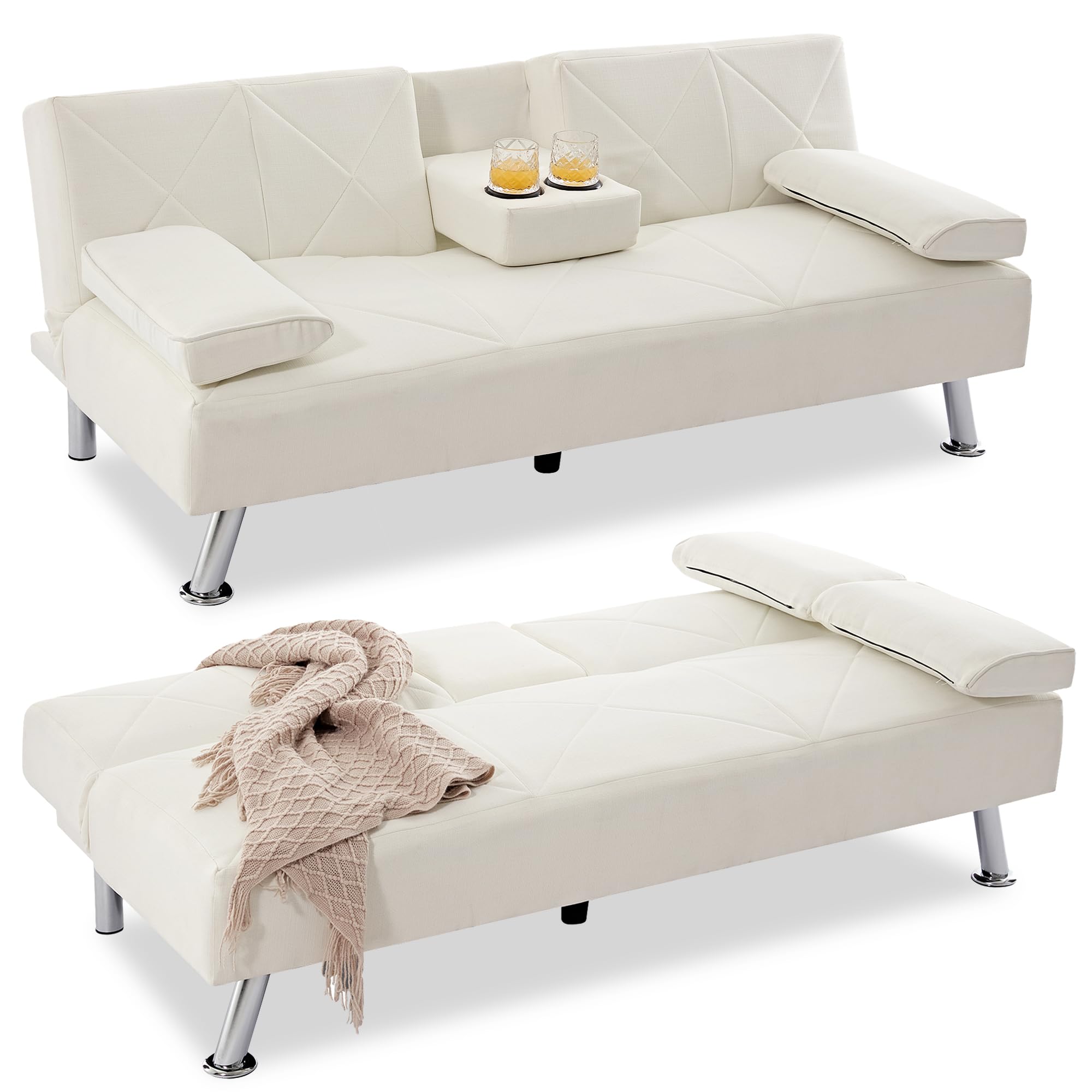 VECELO Modern Convertible Folding Futon Sofa Bed with Removable ...