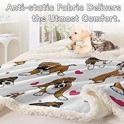 BlessLiving Red Hearts Dog Cat Print Plush Blanket