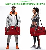 ZZY Gym Duffle Bag 40L Duffle with Shoulder Strap Red Sports Holdall view 7