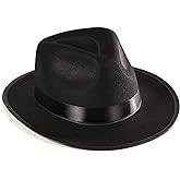 Funny Party Hats Black Gangster Hat - Black Fedora Hats - Costume Hats - Costume Accessories