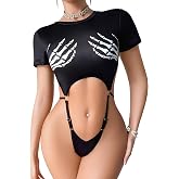 Avidlove Women Sexy Cut Out Lingerie Bodysuit Short Sleeve Slim Crop Tops