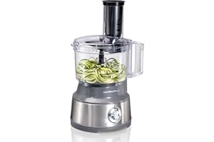 Hamilton Beach Spiralizing Food Processor & Vegetable Chopper for Slicing, Shredding, Mincing, Puree & Zoodles, 450 Watts, 10