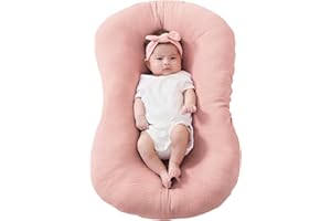 FUNUPUP Muslin Baby Lounger Cover Compatible with Snuggle Me Lounger, Infant Lounger Pillow Cover for Newborn, Removable Newborn Lounger Cover for Boys and Girls, Pink