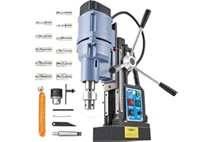 ZELCAN Magnetic Drill Press with 11 Drill Bits, 1550W Mag Drill Press with 2" Dia. 3125 lbf/13900N Mag Force, 650 rpm Power Magnetic Drill with Stepless Speed & Reversible Direction for Metal Surface