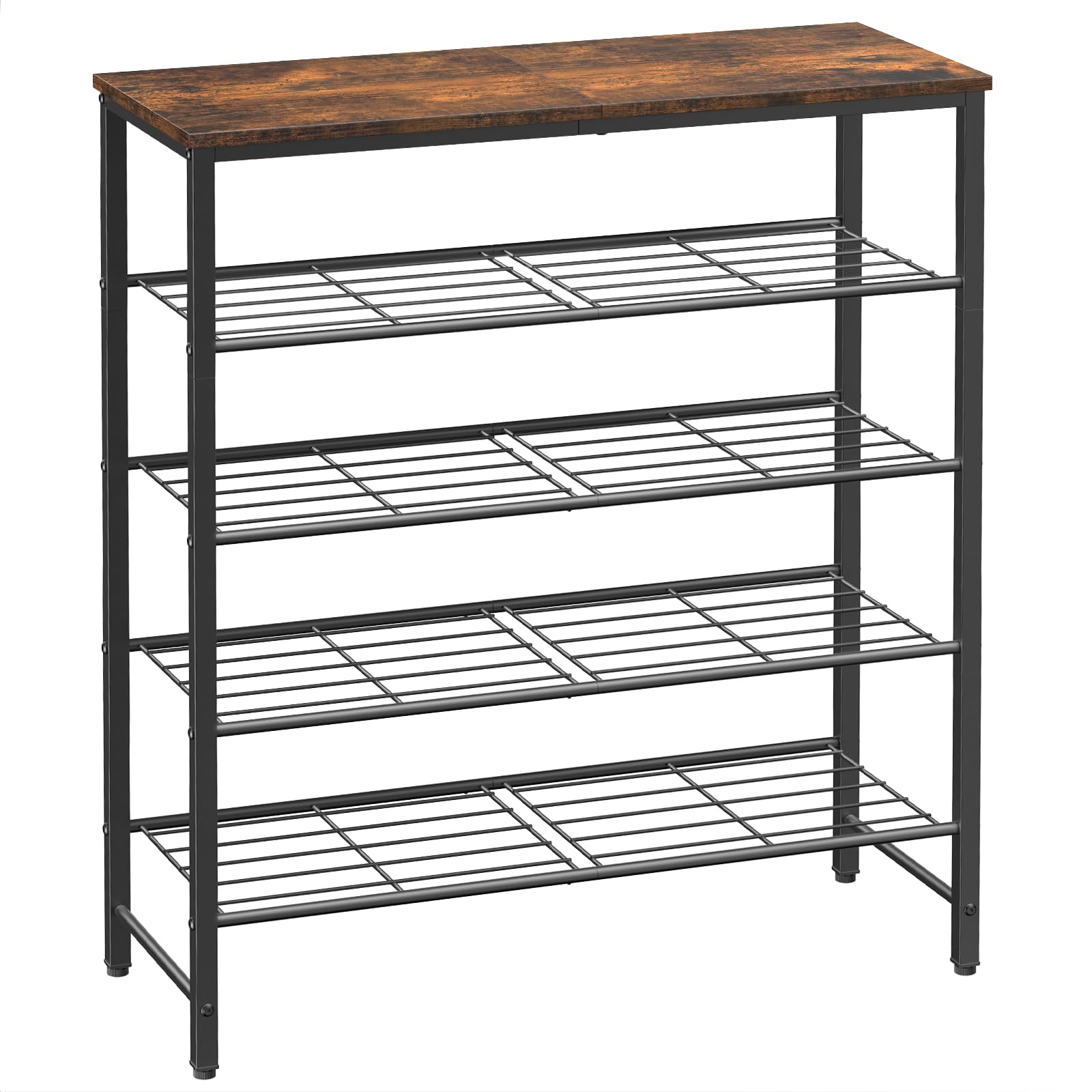 Photo 1 of Kitsure Shoe Rack for Closet, Rustic Brown Shoe Organizer with Leveling Feet, Sturdy & Rust-Proof Shoe Storage for Entryway, Bedroom, Living Room, 29.5" x 11.4" x 31.2", Brown