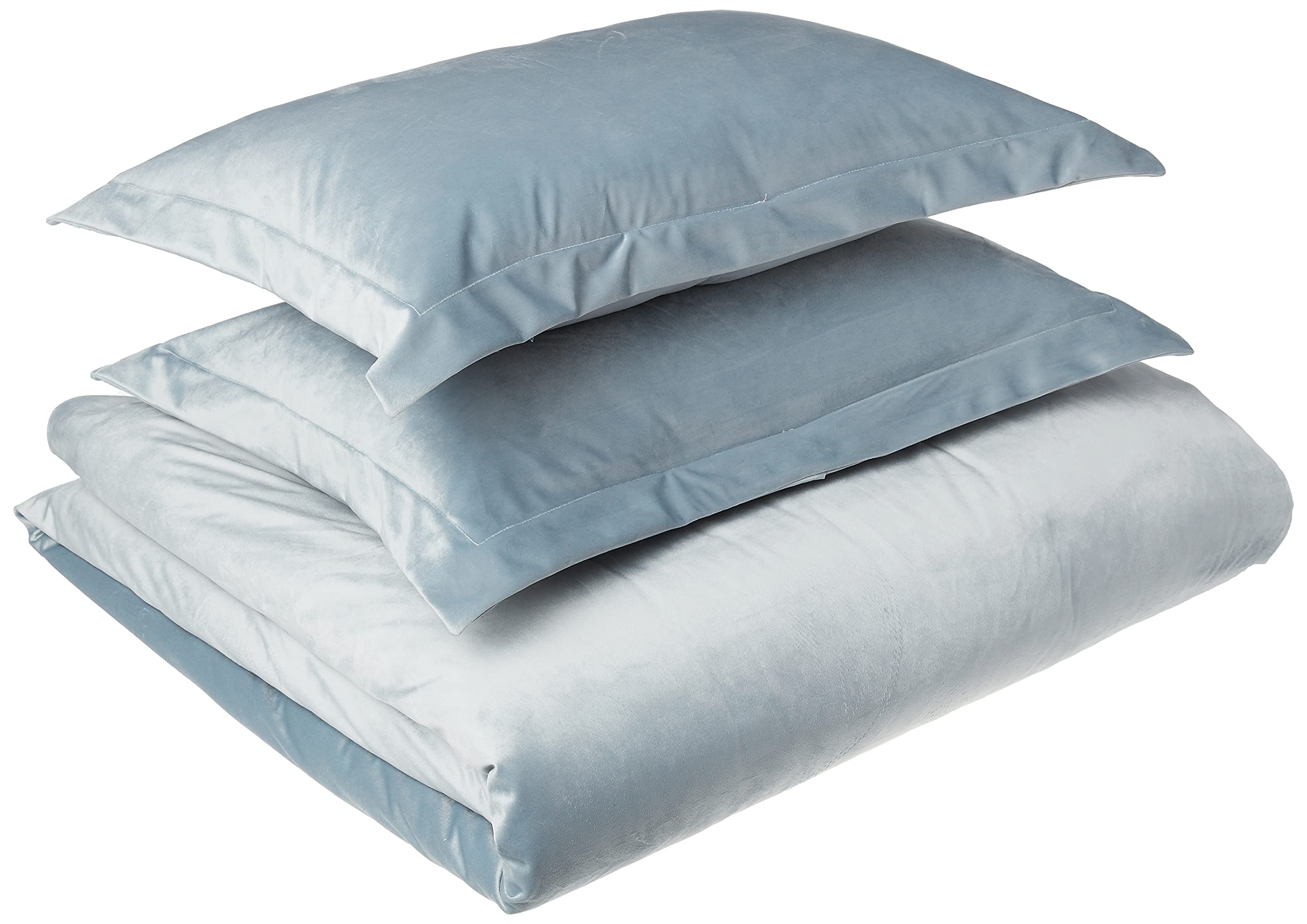 Tribeca Living VENICEDUVET Venice Velvet Oversized Solid Duvet Set, Queen, Haze Blue