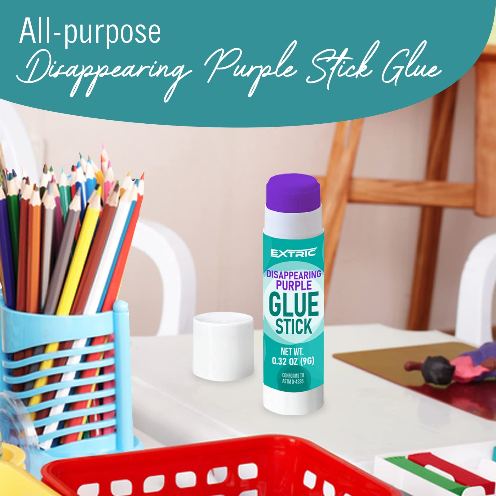 Glue Sticks Bulk Classroom, Purple Glue Sticks for Kids 60 Count, 0.32 Ounce Washable, for Kids, School and Home