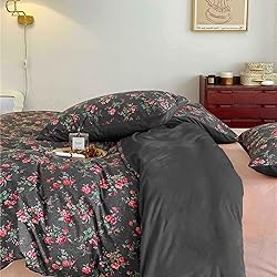 Nanko Floral Comforter Set King Size 3 Pcs, Black