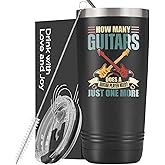 Onebttl Guitar Gifts For Men, Guitarist Music Lover Musical Gift for Musician, 20 oz Stainless Steel Insulated Tumbler with Straw, Lid, One More