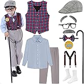 ZeroShop Old Man Costume for Kids, Hats with Shirts 100th Day of School Grandpa Old Person Dress Up Outfit for Boy