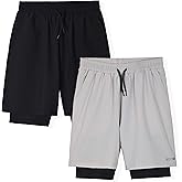 Hind Boys Active Shorts 2 in 1 Athletic Shorts with Compression Lining Woven Running Shorts for Boys
