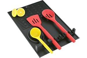 Golener Kitchen Silicone Utensil Rest - Spoon Rest with Drip Pad, Heat Resistant Resting Pad for Stove Sides, Spoon Holder for Kitchen Counter, Kitchen Gadget Utensil Holder, Spatula Rest Mat, Black