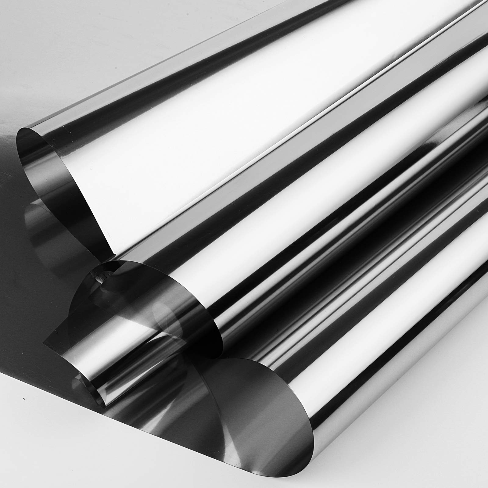 FENTIS Reflective Window Film One Way Silver Mirror Glass Film Heat Control Anti UV Window Silver Tint Sun Block Window Sticker Solar Control Insulation Mirrored Roll for Home and Office 44.5x200cm