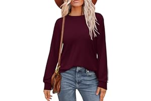 WIHOLL Womens Long Sleeve Shirts Loose Fits Fall Outfits Basic Casual Tunic Tops Crewneck Clothes