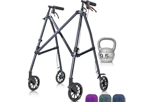 Vive Mobility Lightweight Walker for Seniors - Narrow, Folding Walker w/Wheels for Small & Tight Spaces - Light Weight for Balance, Compact Doorways, Foldable - Portable & Collapsible for Travel