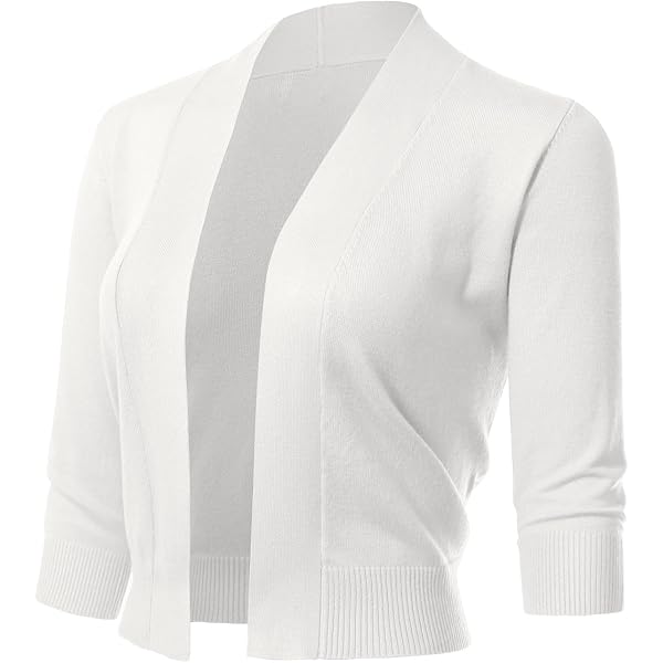 Women's 3/4 Sleeve Open Front Cropped Cardigan - Lightweight, Ribbed Hem, S-3XL, Royal Blue - View #12