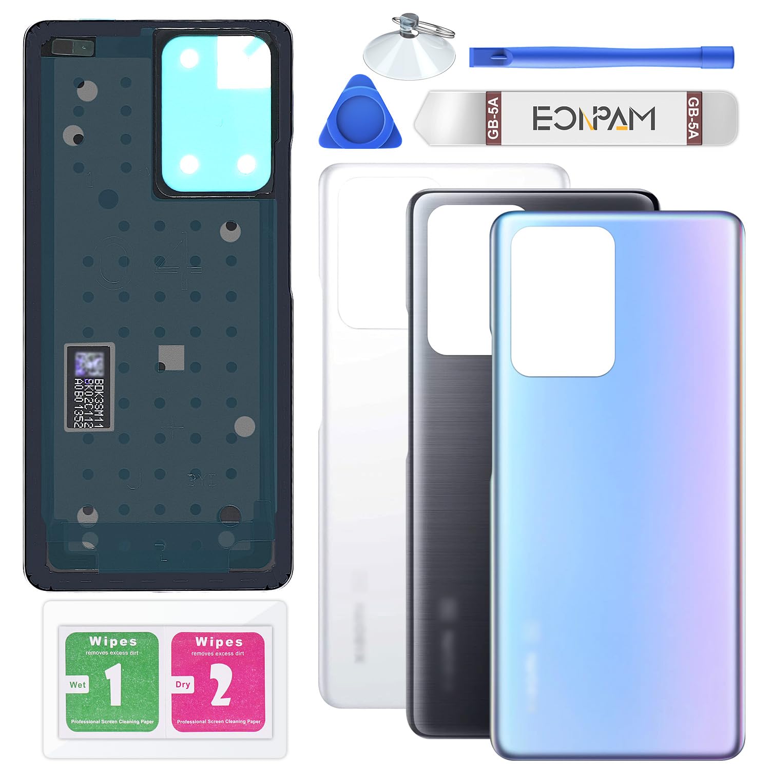 Eonpam Back Cover Glass for Xiaomi 11T / Xiaomi 11T Pro Rear Glass Replacement with Repair Kit Genuine Rear Housing (Celestial Blue)