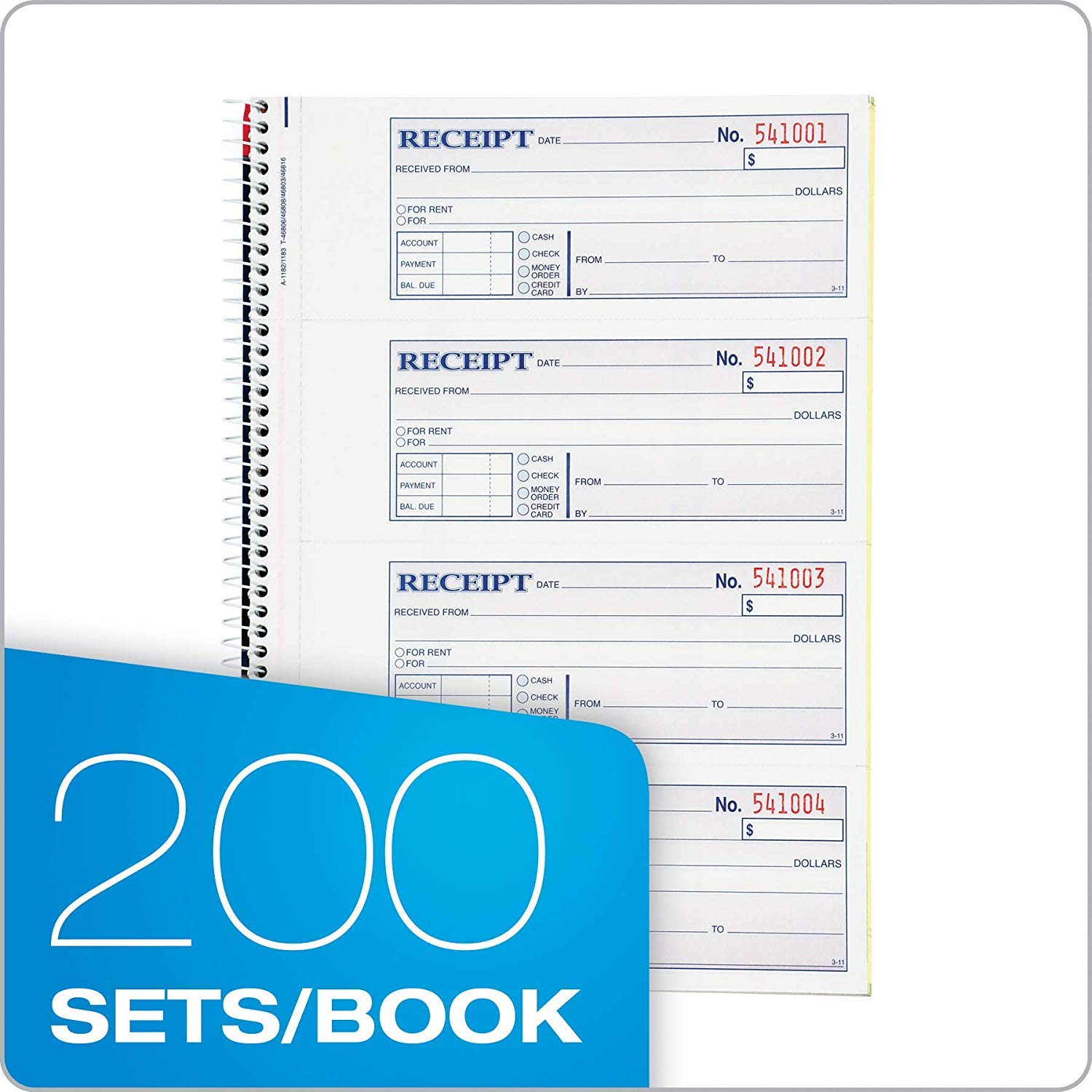 Adams Money And Rent Receipt Book, 2Part Carbonless, 75/8" X 11
