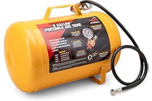 TOOLUXE 30010L 5 Gallon Air Tank, Portable Air Tank, 125 PSI Maximum Pressure, Horizontal Air Compressor Tank, 1/4" NPT 40 In