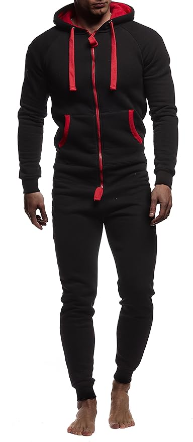 LEIF NELSON Herren Overall Jumpsuit Onesie Trainingsanzug Jogginghose Fitness Bekleidung LN8154