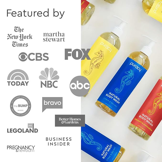 Puracy Natural Body Wash Citrus Sea Salt Bath Shower Gel For Men And Women 16 Ounce 2 Pack