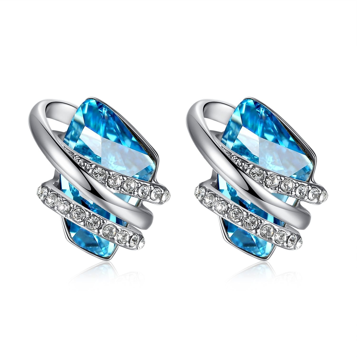 Leafael Valentine's Day Gift Earrings for Women, Wishstone Birthstone Crystal Stud Earrings with Healing Stones, Allergy-Free Jewellery with Gift Box, Silver-Tone or Rose Gold — image 1