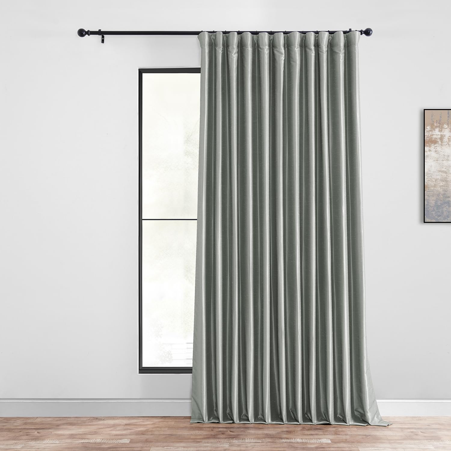 HPD Half Price Drapes Extra Wide Faux Silk Blackout Curtains 96 Inches Long for Bedroom & Living Room Vintage Textured Blackout Curtain (1 Panel), 100W x 96L, Silver Image HPD Half Price Drapes Extra Wide Faux Silk Blackout Curtains 96 Inches Long for Bedroom & Living Room Vintage Textured Blackout Curtain (1 Panel), 100W x 96L, Silver Image