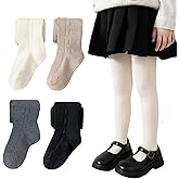 Meeshine 4 Pack Baby Girls Tights Toddler Cable Knit Winter Soft Cotton Footed Seamless Leggings Stockings Pantyhose 2-8T
