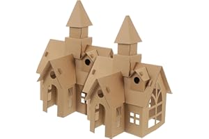 ORFOFE 2pcs DIY Cardboard Castle Educational Assembly Model for Boys and Safe Smooth Paper Material