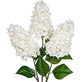Arborus 3PCS Fake Flowers Hydrangea Artificial Flowers 28" Long Stem White Faux Flowers for Vase, Real Touch Silk Flowers Décor for Floral Arrangement Home Farmhouse Office Hotel Decoration