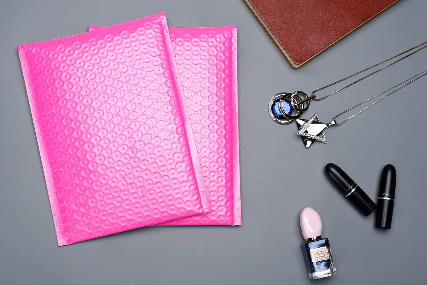 Fu Global #0 6x10 Inches Poly Bubble Mailer Self Seal Padded Envelopes Pack of 25 (Pink) : Office Products