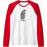 Penguin Vintage Design - Penguin Print Raglan Baseball Tee