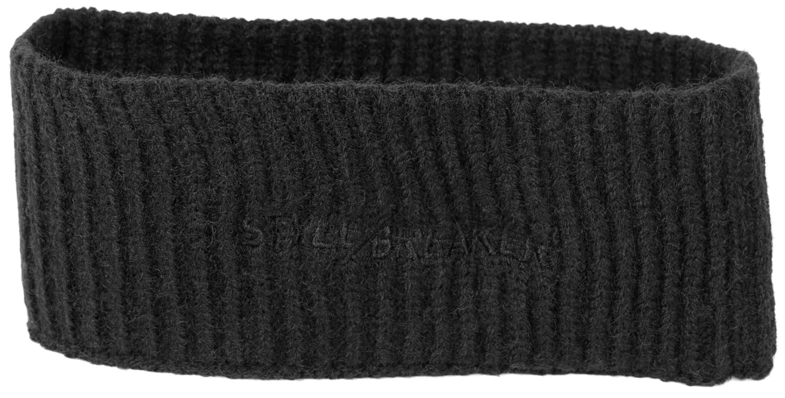 styleBREAKER Women's Knitted Headband with Ribbed Pattern, Logo Embroidery, Warm Winter Hairband, Headband 04026068, Colour:Black