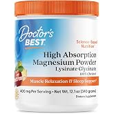 Doctor's Best Magnesium Glycinate Powder, Fruit Punch Flavor, 12.1 oz | for Calm &amp; Sleep Support, Magnesium Supplement for Men &amp; Women, 400 mg Per Serving, 100% Chelated, High Absorption