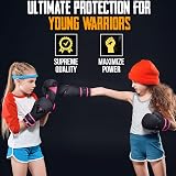 Islero Fitness Kids Boxing Gloves Pink 4 OZ Matte Black Junior MMA Gloves view 5