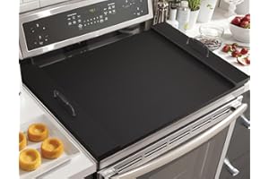 YUHFERA Black Stove Cover for Gas Stovetop - 29.5"L x 21.25"W Electric Cooktop Covers for Stove Top, Ceramic Stove Top Cover with Handle, Glasstop Cover for RV Stove,Wood Stove Covers for Gas Burners