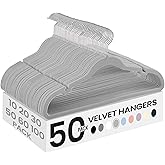 SONGMICS Velvet Hangers 50 Pack, Non-Slip Clothes Hangers, Suit Hangers with Shoulder Notches, Pants Bar, 360° Swivel Hook, Space-Saving, for Closet, Dove Gray UCRF029G50