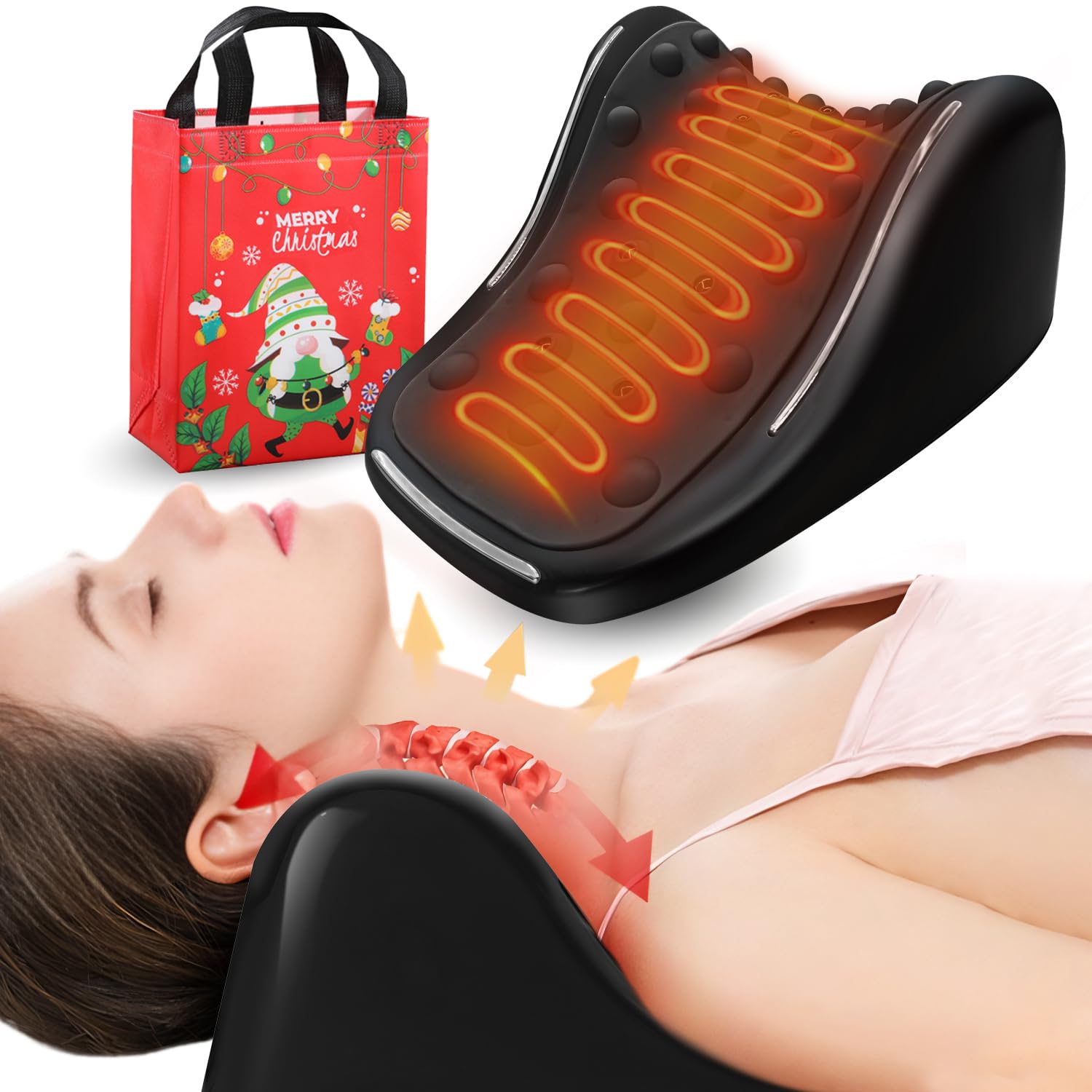 Photo 1 of Heated Neck Stretcher for Neck Pain Relief, Cervical Neck Pillow,Neck Heating Pad for Neck and Shoulder Traction TMJ Migraine Muscle Tension Relaxer Device Upgrade? Magnetic Therapy Massage Points