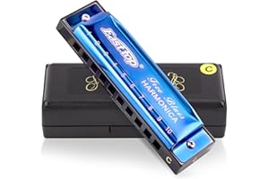 East top Harmonica C, Blues Harmonica Key of C 10 Hole 20 Tone Blues Mouth Organ Diatonic Harmonica Adult Musical Instrument 