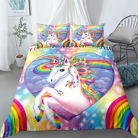 Raaooaceo® 3D Unicornio Animal Arco Iris de Dibujos Animados Juegos de