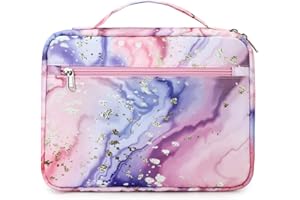 OCTSKY Bible Covers for Women Bible Case Girls Bible Bags Kids Scripture Carrying Case with Handle Pockets，Bible Book Carrying Case (Pink-Marble)